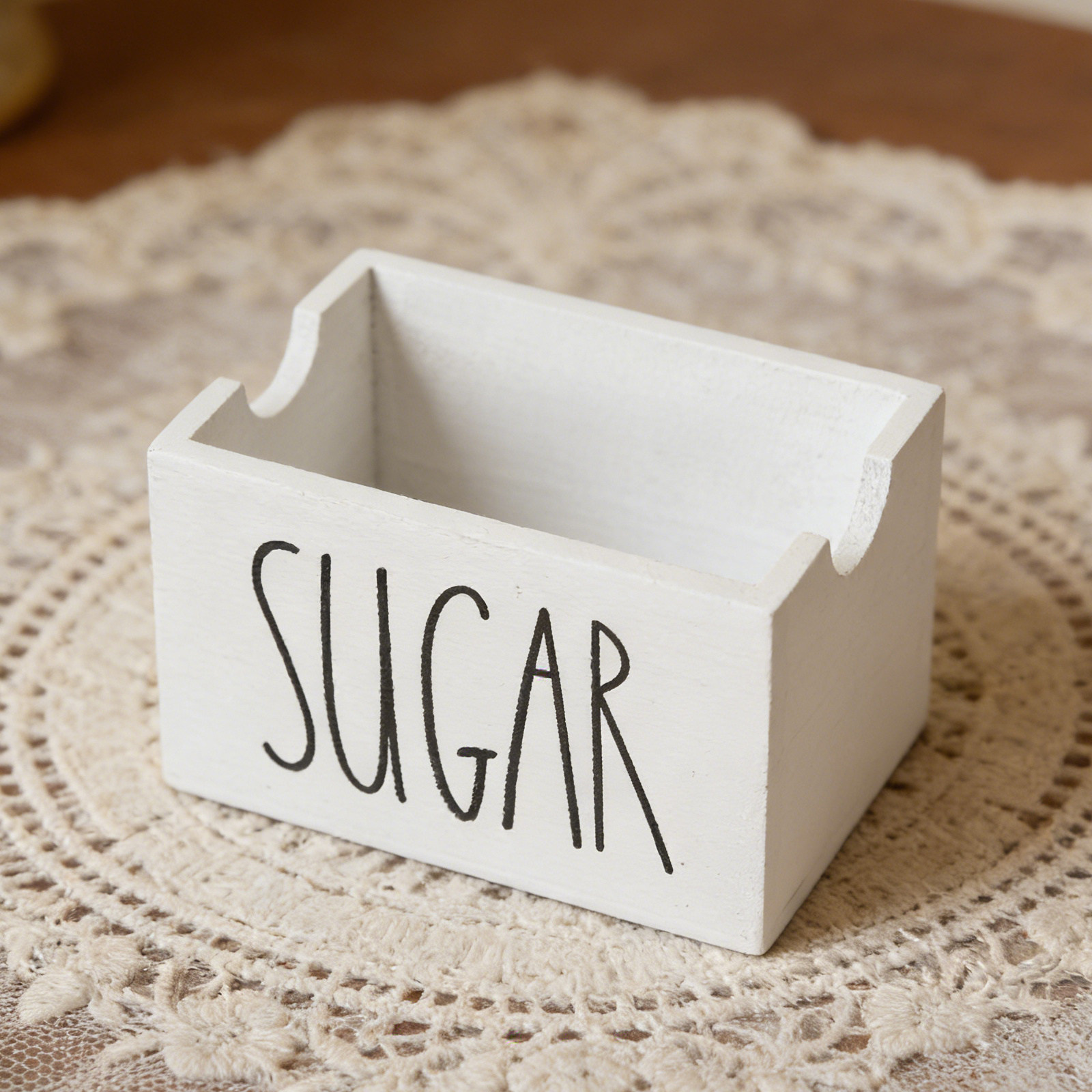 Coffee Tea Sugar - Soporte de madera para paquetes de