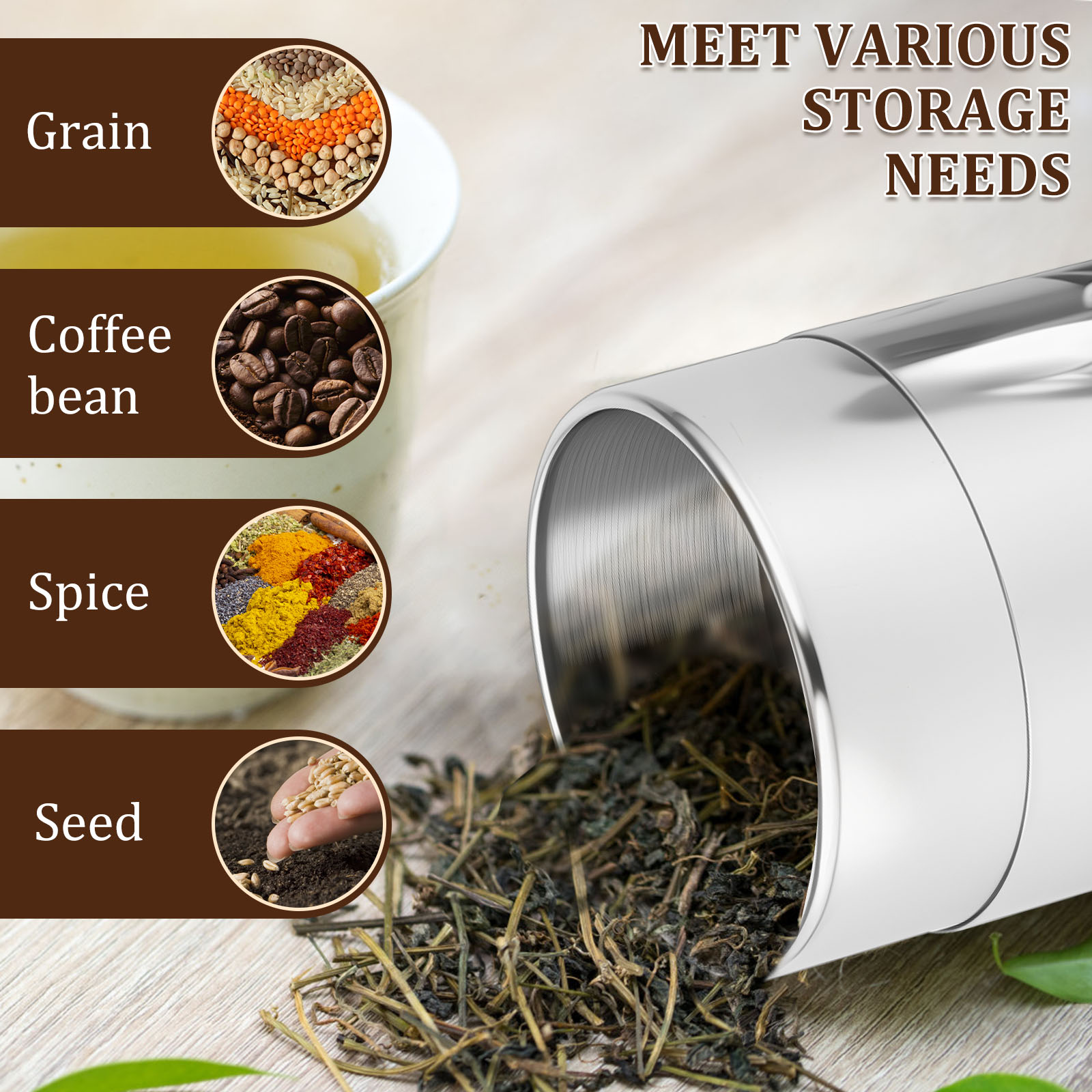 Latas de hojas de té de acero  - Coffee Tea Sugar reseña y precio